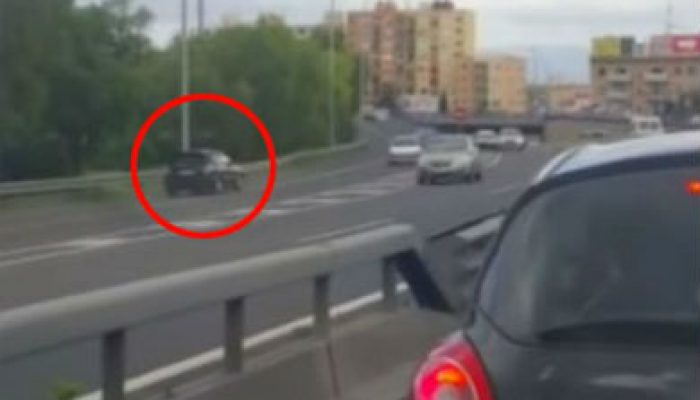 Video: Brit tourists look in horror as car narrowly avoids pile-up