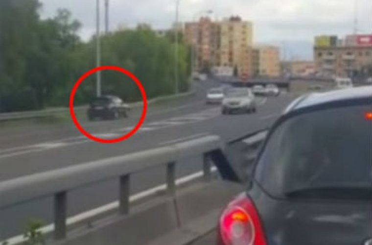 Video: Brit tourists look in horror as car narrowly avoids pile-up