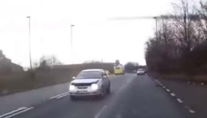 Watch: car bonnet is ripped off vehicle on busy Newcastle road