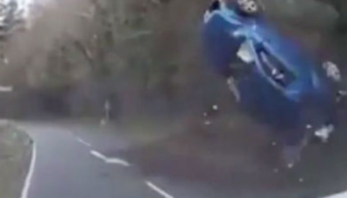Video: moment driver cheats death as car somersaults three times