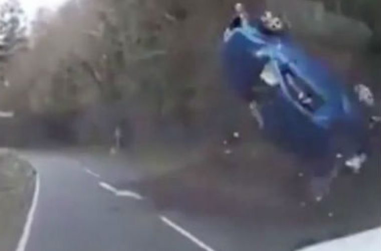 Video: moment driver cheats death as car somersaults three times