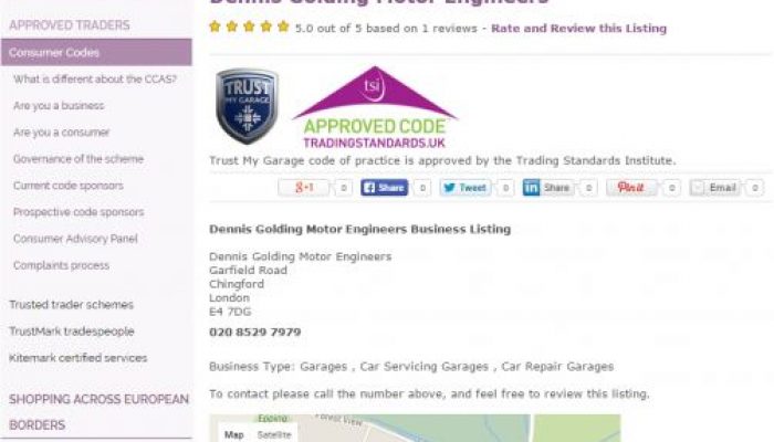Trust My Garage members benefit from Trading Standards listing