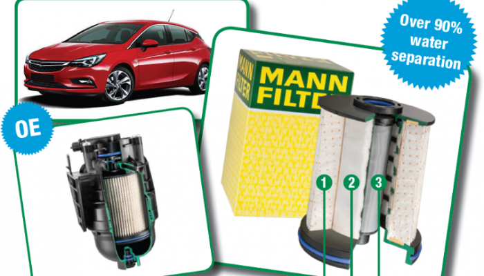 MANN-FILTER Astra diesel fuel filter offers consistently high diesel/water separation