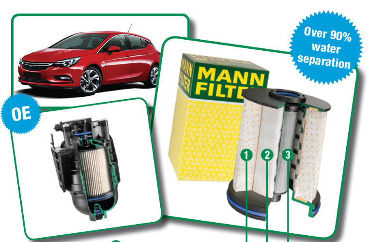 MANN-FILTER Astra diesel fuel filter offers consistently high diesel/water separation