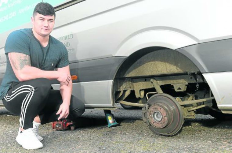 DIY mechanic has lucky escape after jack fails and van falls on top of him