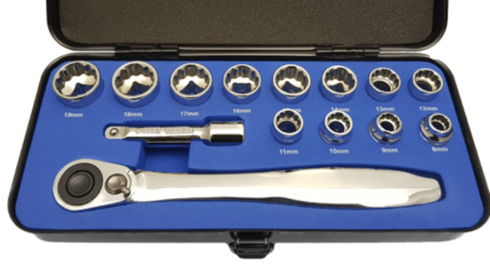 New 14pc 3/8 dr. low profile ratchet and socket set from Angry Jester