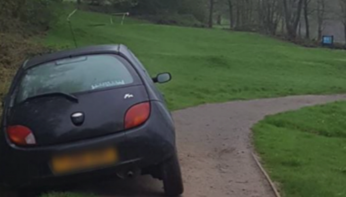 Car takes wrong turn and gets stuck on 11th hole on golf course