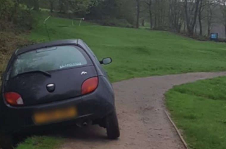 Car takes wrong turn and gets stuck on 11th hole on golf course