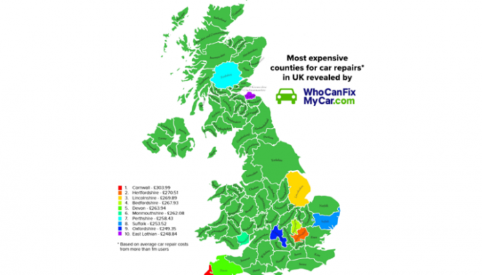 Most expensive counties for car repairs in UK revealed