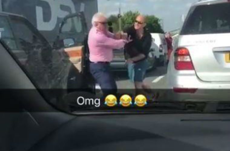 Watch: Two middle-aged throw punches in middle of M25 traffic
