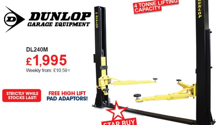 Dunlop DL240M two post electro-hydraulic lift at The Parts Alliance