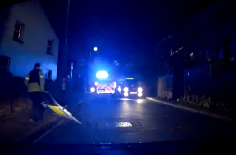 Dashcam captures moment police van door falls off