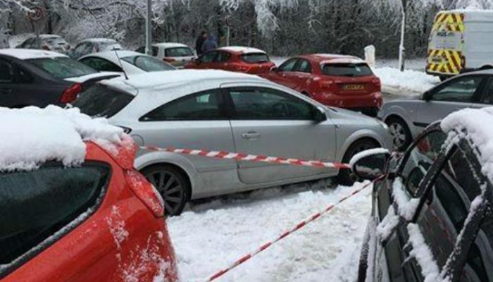 Parking warden slaps parking tickets on cars left stranded in snow