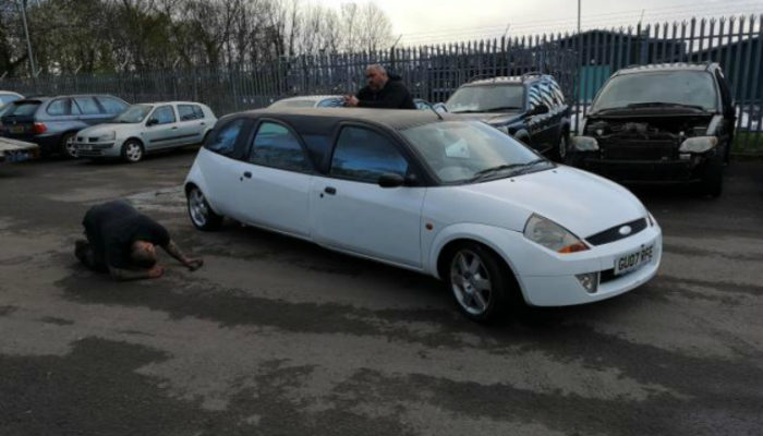Mechanics convert Ford KA into limousine for charity drive to Portugal