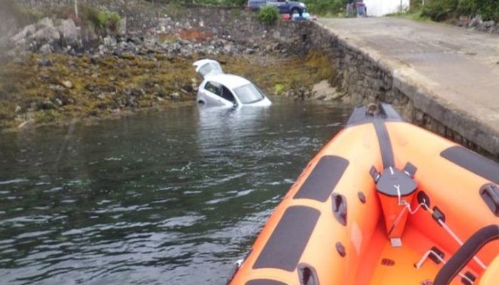 Handbrake failure sees car plunge into sea