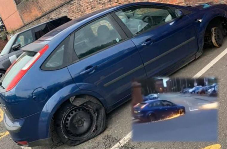 Motorist continues to drive with missing tyre