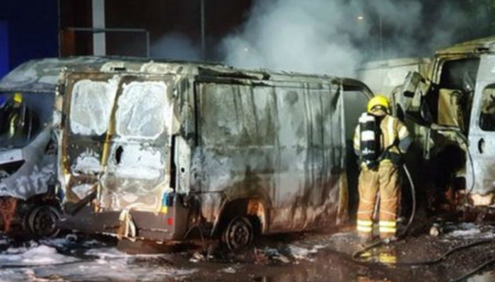 Ten vehicles destroyed in workshop blaze