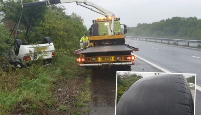 Officers issue roadworthiness warning after car crashes in heavy downpour