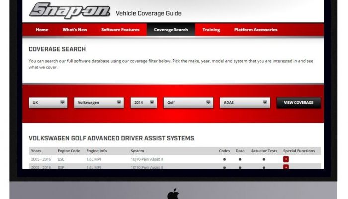 Snap-on adds vehicle coverage guide to website