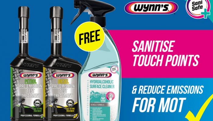 Free touch point sanitiser with Wynn’s emission reducing solutions