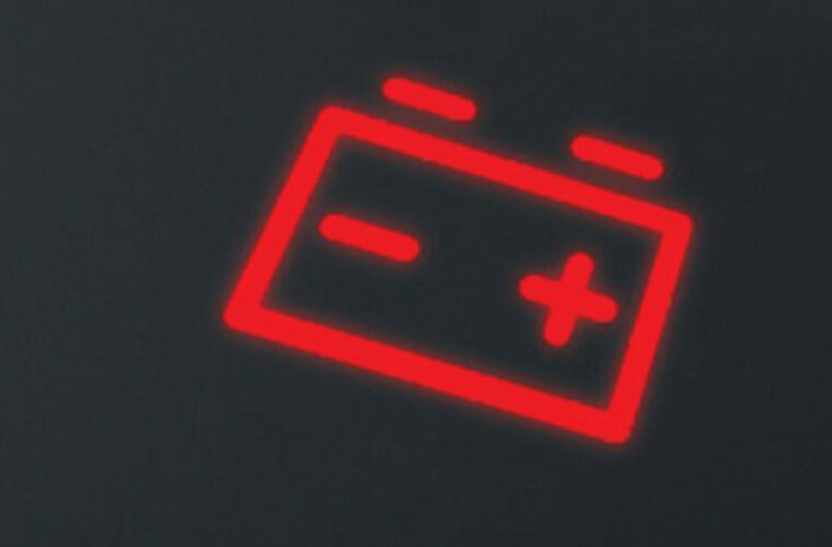 What failures can be signalled by the battery charging indicator light? 