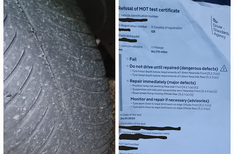 Liverpool taxi caught with illegal tyres