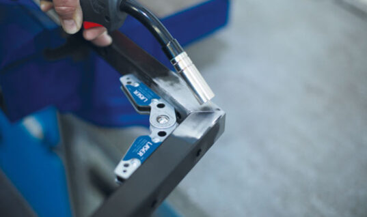 Accurately set components to be welded with this magnetic corner clamp