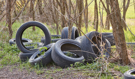 Garage praised for removing fly-tipped tyres from beauty spot
