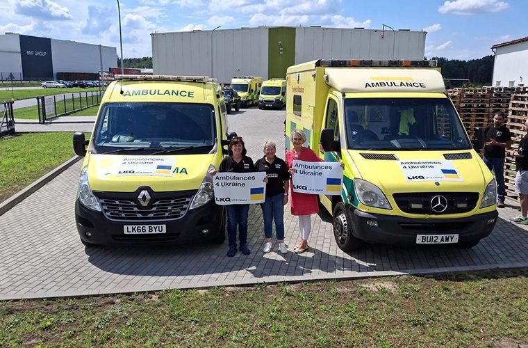 LKQ and MP Rachel Taylor deliver ambulances to Ukraine