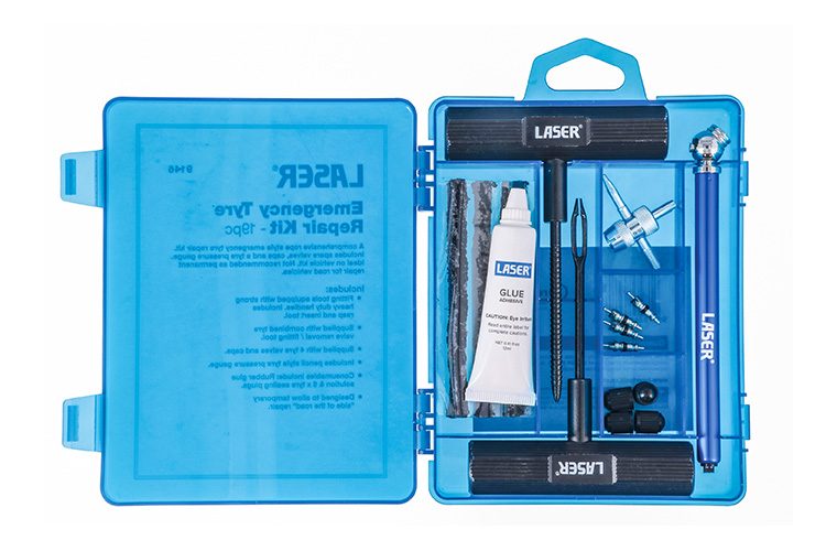 Get back on the road with the Laser Tools Emergency Tyre Repair Kit